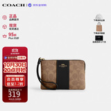 蔻驰（COACH）【品牌直供】女士手拿包拉链腕包钱包 棕黄色CW854 生日礼物