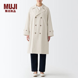 无印良品 MUJI 男女通用 不易沾水 宽版双排扣大衣 无性别 男款女款 BDE15C2S 象牙色 L-XL