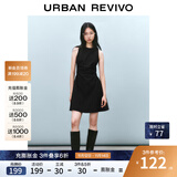 UR2025春季新款女摩登气质褶皱收腰显瘦无袖连衣裙UYY750030 黑色 S