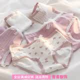 少女内裤初中生女生高中学生16-18岁小女孩12-14岁15发育期棉裤衩 香芋紫爱心组合装 5条 M (65-85斤)