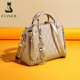 金狐狸牛皮女士包包女包大容量手提包单肩斜挎包妈妈包轻奢女友生日礼物