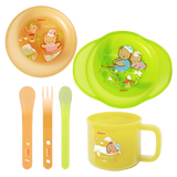 贝亲（Pigeon）儿童餐具宝宝辅食碗双耳餐碗防摔婴儿水杯元宝叉哺喂勺套装5件套