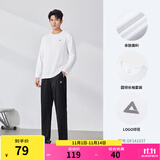 匹克运动套装男户外跑步服透气圆领长袖套装上衣长裤两件套 大白-男款 M-【男170/女165】