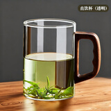 泥也茶杯玻璃杯水杯子马克杯泡绿茶杯个人专用无铅玻璃杯带把手水杯男