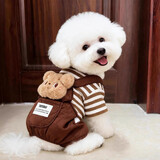 宠城狗狗衣服秋冬可爱四脚衣加绒保暖可牵引中小型犬博美泰迪比熊冬季 棕色小熊【可牵引加绒厚】 S（建议体重3-5斤）