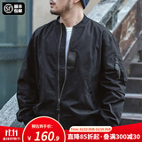 马登工装美式空中MA1飞行员夹克军事风短款外套复古棒球服男潮秋上衣 黑色 S