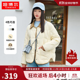 坦博尔羽绒服女短款翻领韩版宽松女士灯芯绒外套TD236266 黄油蜜 165 