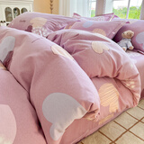 雅鹿家纺简约磨毛纯棉四件套100全棉床上用品冬季加厚床单被套宿舍4 怦然心动LTT 1.5m 床单款 四件套(被套2X2.3)