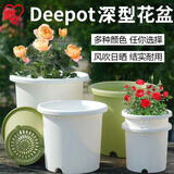 爱丽思（IRIS）Deepot加厚树脂花盆圆口塑料绿萝绣球月季铁线莲花 10号浅绿色