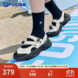 斐乐（FILA）FUSION斐乐玛丽珍凉鞋女鞋新款凉拖魔术贴海螺沙滩鞋 微白/黑-WB 38