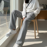 李宁裤子女春秋新款宽松直筒针织休闲卫裤棉质亲肤大码胖mm运动裤 浅灰色(尺码偏大 建议选购小一码) S