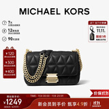 MICHAEL KORS礼物轻奢MK女包SLOAN皮质链条单肩斜挎包小号黑色/金色
