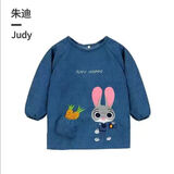 迪士尼（Disney）儿童罩衣秋冬防水反穿衣灯芯绒宝宝吃饭罩衣加厚围兜 朱迪蓝（2-4岁））90-110