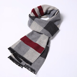 目丸男士围巾男秋冬季韩版百搭针织商务高档生日礼物保暖围脖披肩复古 6#驼色格