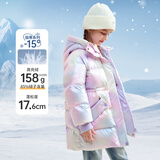 迪士尼新国标儿童羽绒服外套2025冬季新款连帽炫彩中长款洋气上衣服童装 紫色 90白鸭绒 均码 100cm 充绒量约84g
