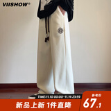viishow美式重磅摇粒绒休闲裤男款秋冬季加绒加厚垂感抽绳直筒裤 卡其 2XL