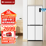 上菱417升十字对开门冰箱 变频节能 一级能效 风冷无霜 离子净味养鲜  大容量四开门家用电冰箱 BQE417PWL（岩白）