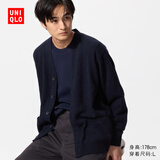 优衣库男装女装柔软绵羊毛V领针织开衫/毛衣毛衫外套25新款478547 69 藏青色 M /170/92A