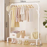 喜百利 立式落地晾衣架 家用卧室衣帽架 宿舍阳台挂衣架 白色单杆|130cm【加粗碳钢管】