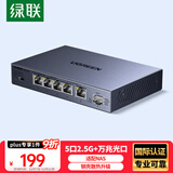 绿联2.5G交换机5口2.5G电口+10G万兆光口 支持vlan链路聚合 千兆网络分线分流器支持猫棒NAS光猫35048
