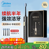 美的（Midea）电动牙刷S1PX黑色成人/学生 4支刷头 180天超长续航 磁悬浮声波马达 男士女士专用 生日节日礼物