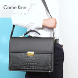 ComeKine来牛防盗公文包男士手提包高端商务包密码锁出差通勤公务员专用电脑包 C9869黑色进口牛皮 14寸