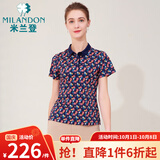 米兰登（MILANDON）夏季新款中老年女装妈妈装双丝光印花纯棉短袖t恤女薄款1M2T1138 1M2T1138兰色花 M