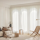 铭聚布艺（MINGJU）透光不透人客厅阳台挂钩 三防纱白色2.4*1.75高1片