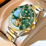 劳力士王子男士手表瑞士正品原装进口潜水表绿水鬼男表熊猫全自动机械表新款 间金绿面 41mm