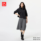 优衣库女装绒面针织喇叭中裙/半身裙裙子481434 06 铅灰色 M /160/68A