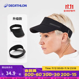 迪卡侬（DECATHLON）空顶帽男女夏天遮阳帽太阳帽鸭舌帽户外运动帽跑步帽子RUNC 新黑色-可调节松紧带款 新空顶帽松紧带（建议头围50-62厘米）