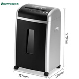 三木（SUNWOOD）5级保密办公商用碎纸机 （单次8张 持续7分钟 17.5L 可碎纸,光盘,卡,回形针、订书针） SD9355