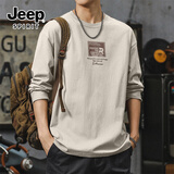 JEEP SPIRIT吉普重磅长袖t恤男秋季纯棉透气男款打底衫美式复古休闲亲肤上衣