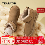 意尔康雪地靴女短筒棉鞋加绒女靴保暖面包鞋 26322W 浅棕色 37 