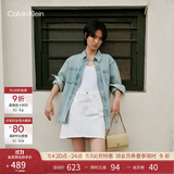 Calvin Klein小众单肩包礼物荔枝纹包包金属搭扣链条翻盖CK女包斜挎包DH2806 RM0-小鸡黄 OS