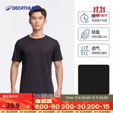 迪卡侬短袖速干衣男训练宽松半袖上衣运动t恤男RUNM2501393黑色T恤M