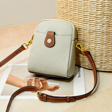 西柏莱真皮手机包女斜挎迷你小包夏季新款头层牛皮女士放手机的小包包袋 象牙白