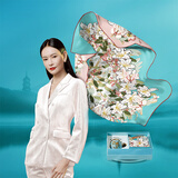 万事利真丝丝巾女送妈妈丝巾礼盒夫人礼丝瓷套装-花境绕蝶