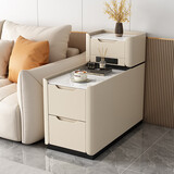 2025新款边几轻奢高级夹缝沙发柜小型简约现代落地沙发柜侧边柜 奶油带顶柜+公牛排插高85 宽35*深90-免安装-送货上门