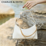 CHARLES&KEITH柔软拉链式褶皱单肩包腋下包包女包女士生日礼物CK2-40782472 Cream奶白色 S