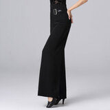 丹宝罗（Doubl）拉丁舞服装女成人裤子摩登舞裤国标舞长裤交谊舞版型好不起皱免烫 女黑色长裤 日字扣 厚款 XL /29码(2尺2)