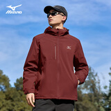 美津浓（MIZUNO）户外夹克男连帽梭织透气情侣锋衣加绒加厚加棉外套男上衣