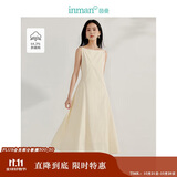 茵曼法式气质小众一字肩连衣裙25春女装新款收腰无袖吊带裙 浅杏色 M