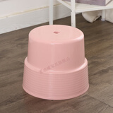 爱迪威塑料凳子加厚熟胶家用矮凳时尚小板凳浴室茶几换鞋凳圆凳椅子 普通款-北欧粉大号(高26公分)