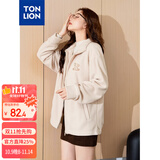 唐狮（TonLion）2024摇粒绒外套女立领开衫宽松上衣 杏米色 L