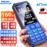 飞利浦（PHILIPS）E6510 老年人手机4G全网通超长待机大电池大屏大声大字老人智能直板按键三防学生专功能机 海军蓝