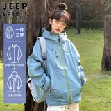 JEEP SPIRIT吉普冲锋衣男女款外套秋冬季三合一户外登山防风夹克 芥岚灰- 2XL