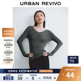 UR秋季新款女装简约基础百搭休闲修身V领针织衫UWB940008 中灰 M