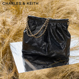 CHARLES&KEITH子母链条大容量流浪包托特包单肩斜挎包女包生日礼物CK2-40671449 Black黑色 L
