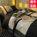 惠尔曼ins四件套春秋床单被套床上用品单双人学生宿舍被子被罩 格里斯G 床单款 1.8m床四件套【被套1.8*2.2m】